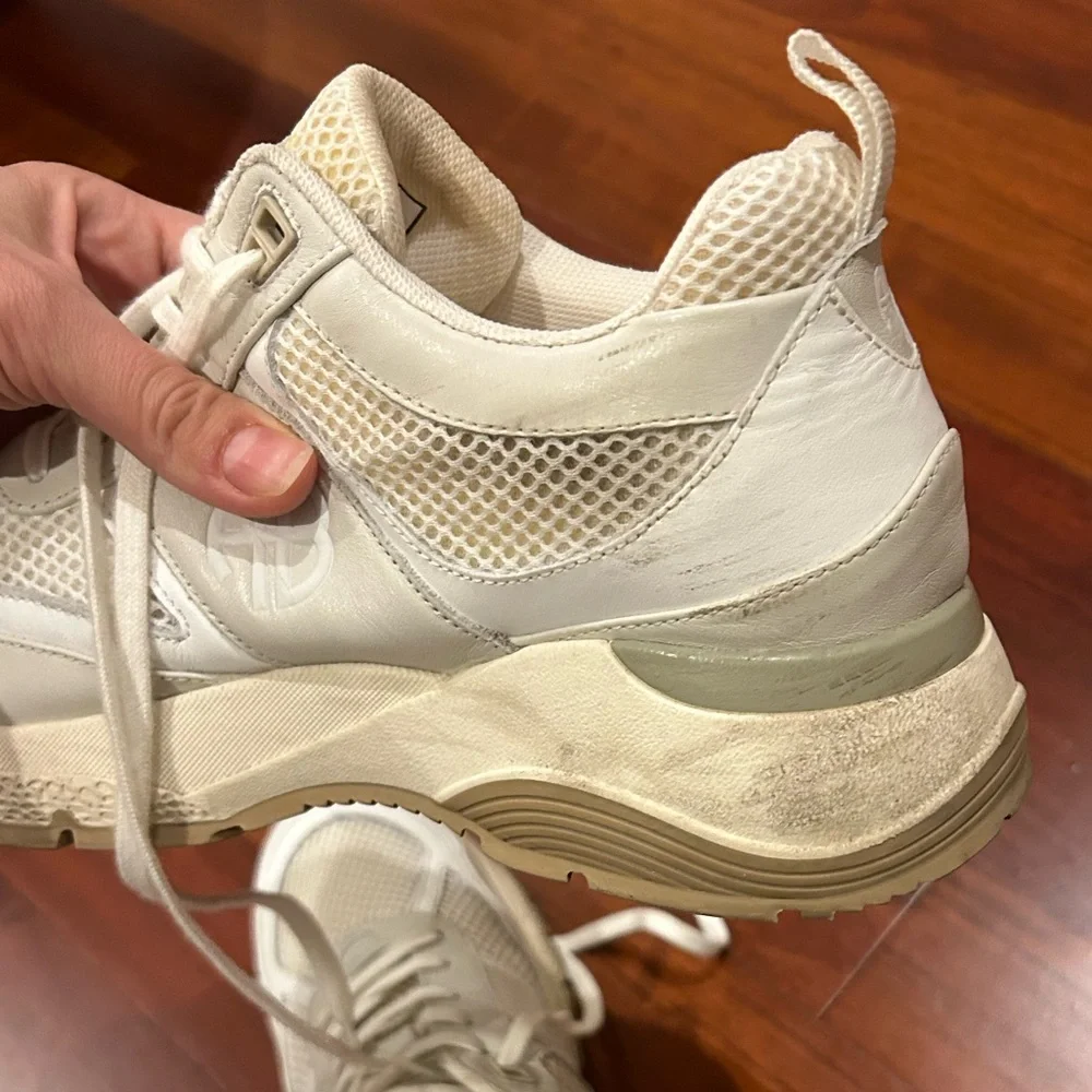Anine Bing Cream White Mesh Leather Platform Sneakers